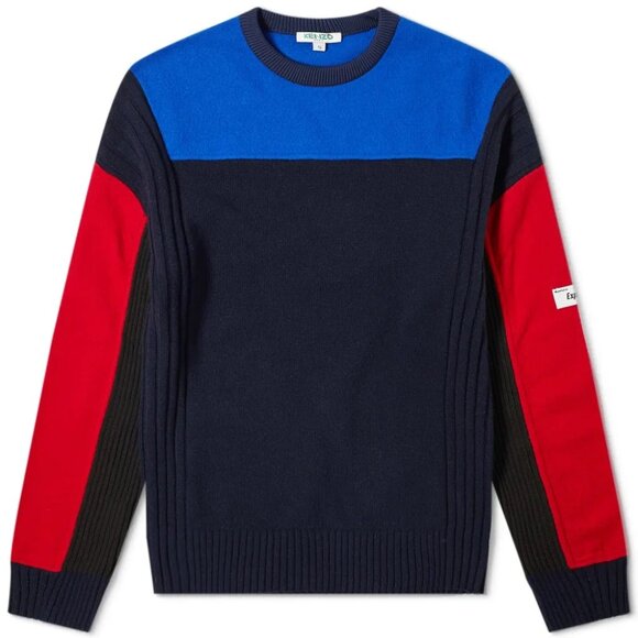 NWT - KENZO Felted Colorblock Jumper SLATE BLUE 🤦♂️ - Picture 4 of 6